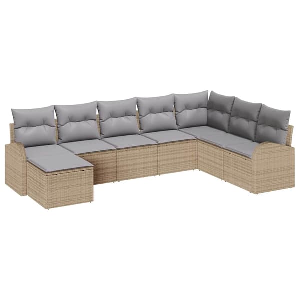 vidaXL Trädgårdsoffset 8 st Beige [Syntetisk]: Poly Rattan Beige