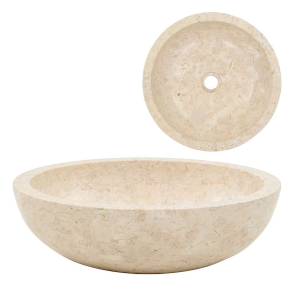vidaXL Handfat 40x12 cm marmor gräddvit Creme