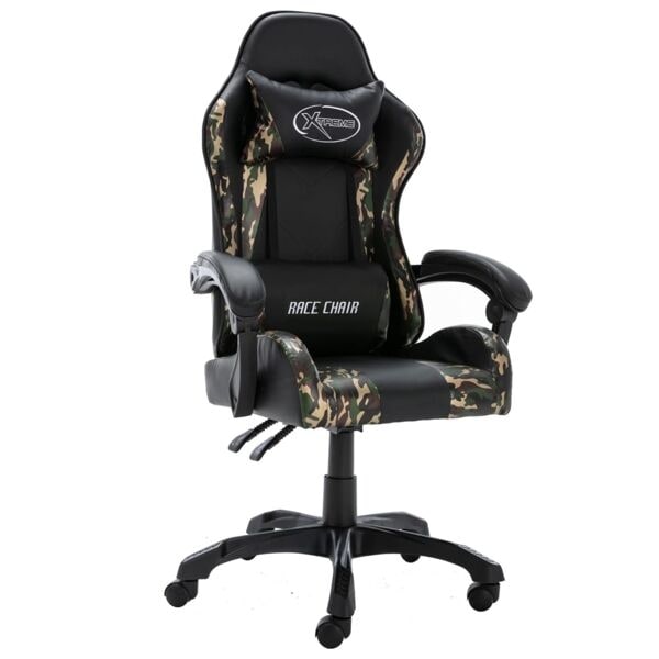 vidaXL Gamingstol svart och kamouflage konstläder Svart