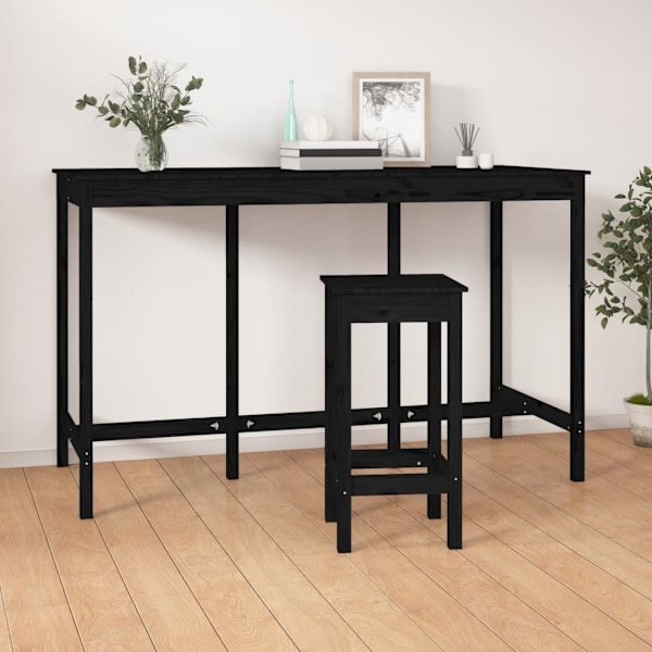 vidaXL Barbord svart 180x80x110 cm massiv furu Svart