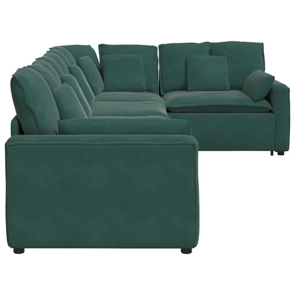 vidaXL Modulsoffa med dynor sammet mörkgrön Grön
