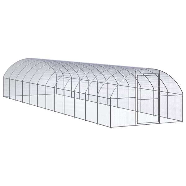 vidaXL Hönsbur för utomhusbruk 3x12x2 m galvaniserat stål Silver