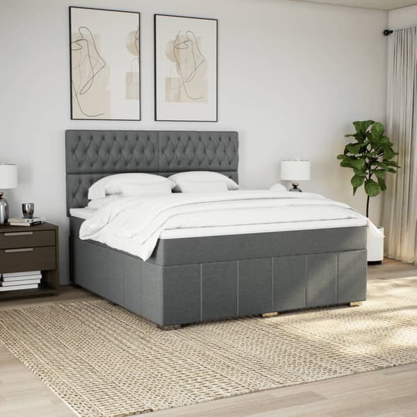 vidaXL Ramsäng med madrass mörkgrå 180x200 cm tyg Grå