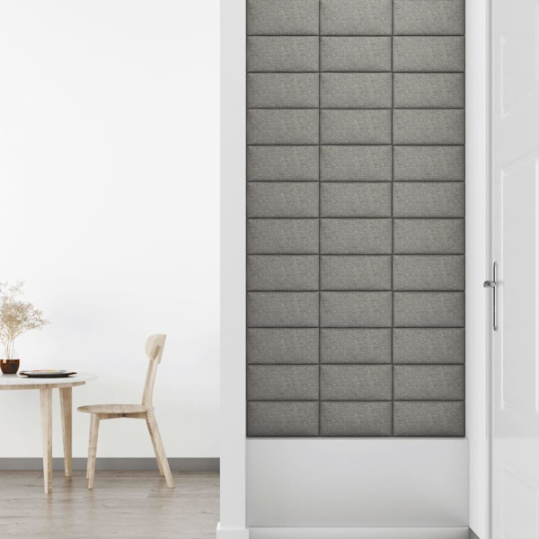 vidaXL Väggpaneler 12 st ljusgrå 30x15 cm tyg 0,54 m² Grå