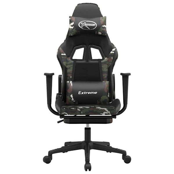 vidaXL Gamingstol med fotstöd svart och kamouflage konstläder Grön