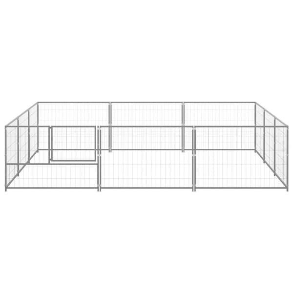vidaXL Hundgård silver 9 m² stål Silver