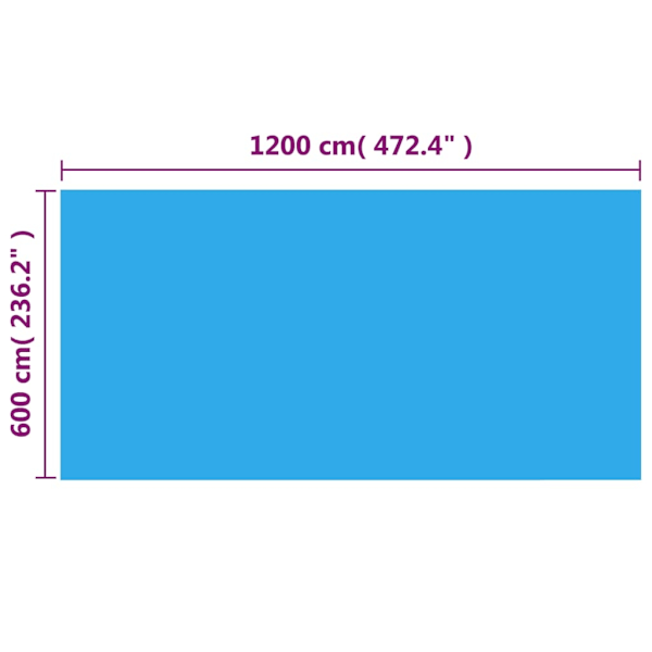 vidaXL Rektangulärt poolskydd 1200x600 cm PE blå Blå