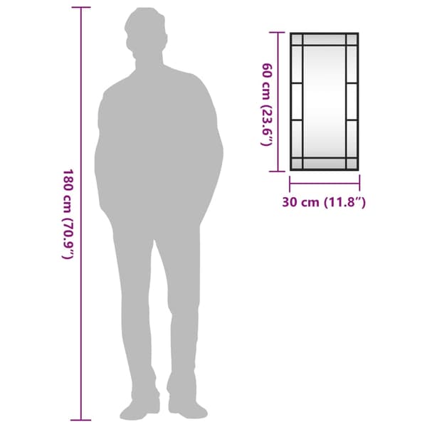 vidaXL Väggspegel svart 30x60 cm rektangulär järn art