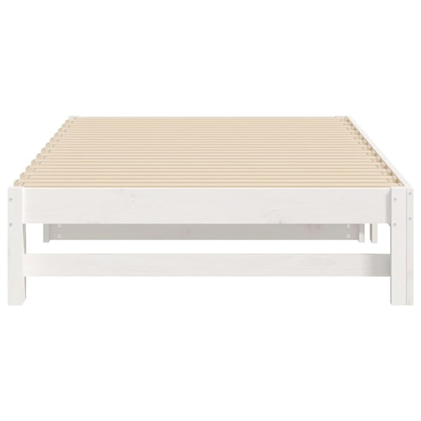 vidaXL Utdragbar dagbädd vit 2x(80x200) cm massiv furu Vit