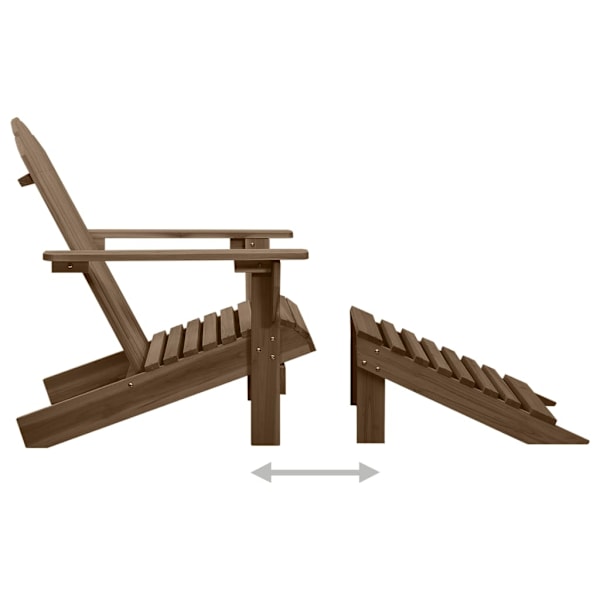 vidaXL Adirondackstol med fotpall och bord massivt granträ brun Brun