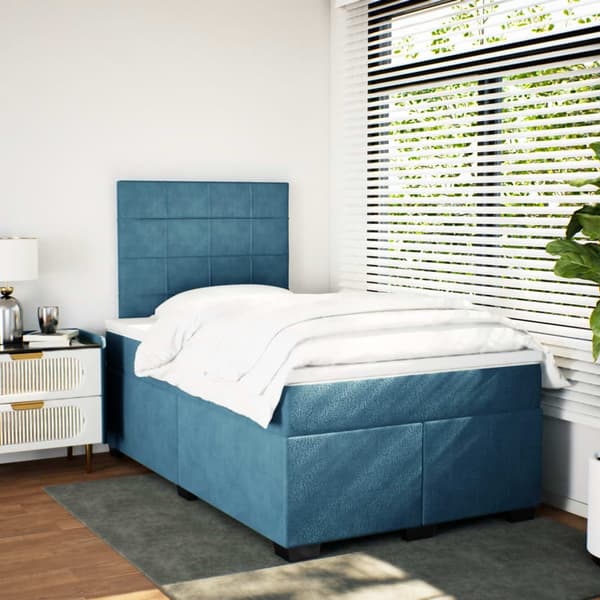 vidaXL Ramsäng med madrass blå 120x200 cm sammet Blå