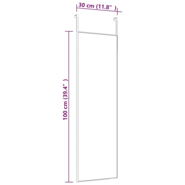 vidaXL Dörrspegel svart 30x100 cm glas och aluminium Svart