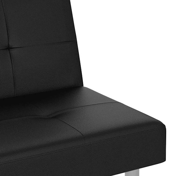 vidaXL Bäddsoffa med mugghållare svart konstläder Svart