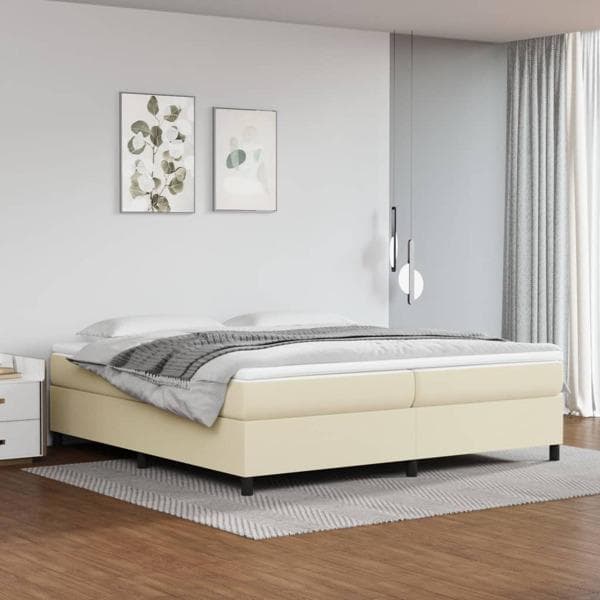 vidaXL Ramsäng gräddvit 200x200 cm konstläder Kräm