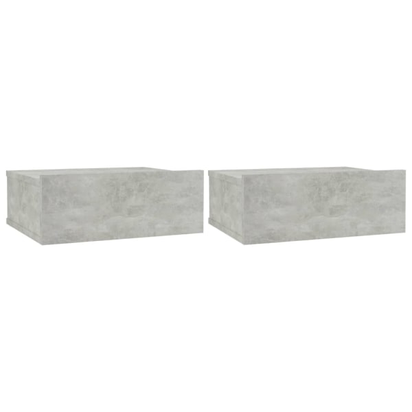 vidaXL Svävande sängbord 2 st betonggrå 40x30x15 cm spånskiva grå