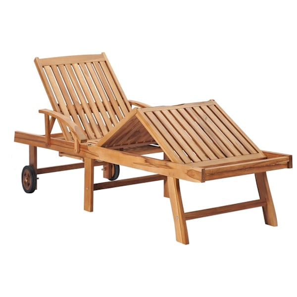 vidaXL Solsäng 2 st med beige dyna massiv teak Beige