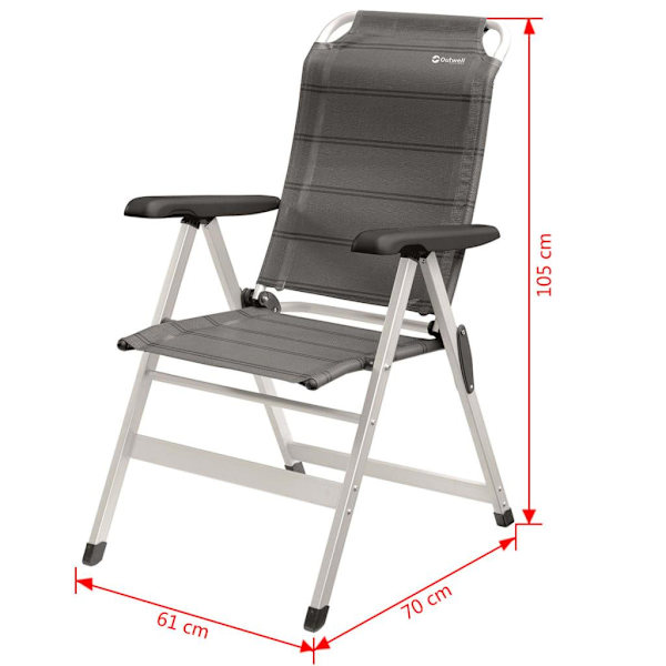 Outwell Campingstol Ontario grå 61x70x105 cm 410078 grå