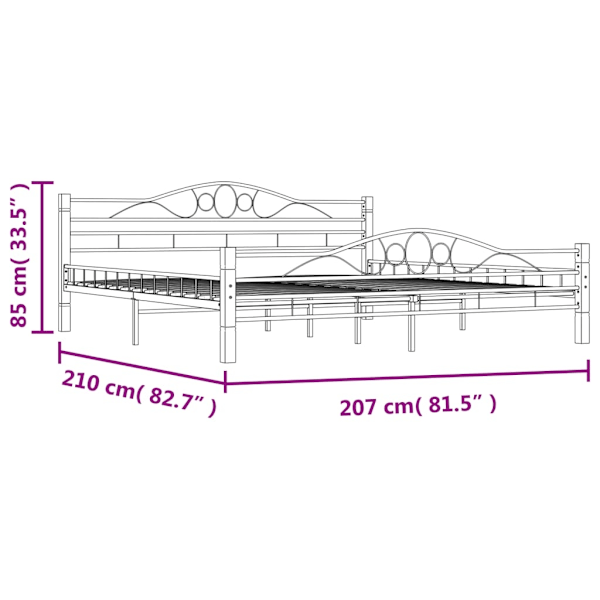 vidaXL Sängram svart metall 200x200 cm Svart