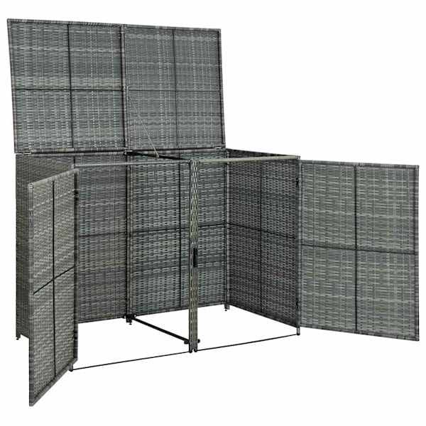 vidaXL Skjul för 2 soptunnor konstrotting antracit 148x77x111 cm Antracit