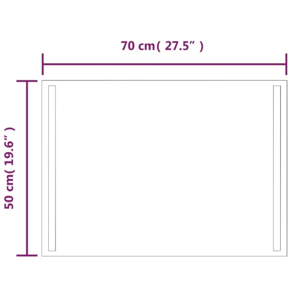 vidaXL Badrumsspegel LED 70x50 cm Transparent