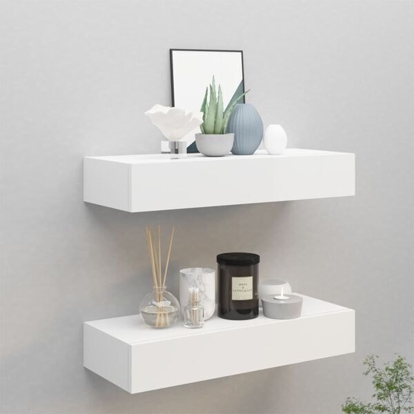 vidaXL Väggmonterad låda 2 st vit 60x23,5x10 cm MDF Vit