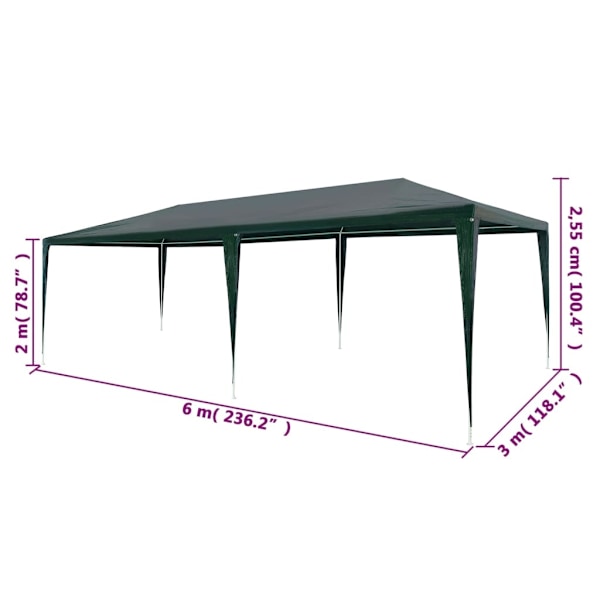 vidaXL Partytält PE 3x6 m grön Grön