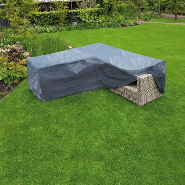 Nature Överdrag till trädgårdsmöbler L-form PE 250x90x90 cm 6031612 grå