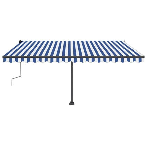 vidaXL Markis manuellt infällbar fristående 400x350 cm blå och vit Blå