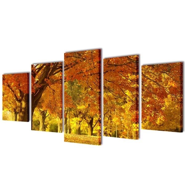 vidaXL Uppsättning väggbonader på duk: lönn 100 x 50 cm multifärg