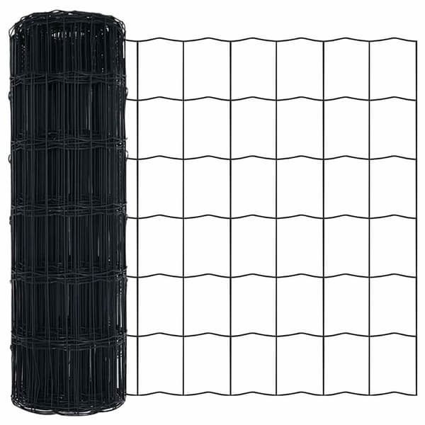 vidaXL Euro Stängsel Markfäste 25 x 0,6 m PVC-belagda stål Grå Mesh Grå