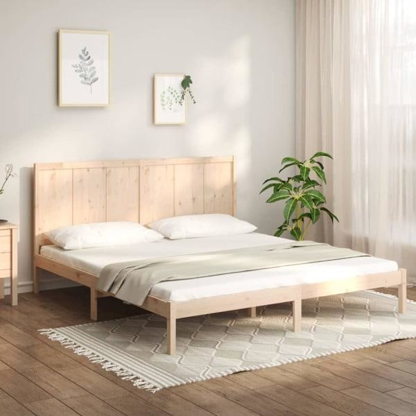 vidaXL Sängram massiv furu 180x200 cm Brun