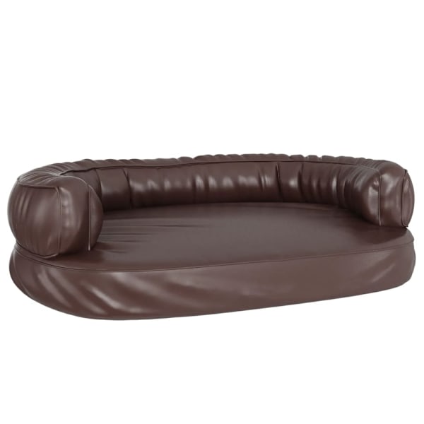 vidaXL Ergonomisk hundbädd brun 88x65 cm konstläder Brun
