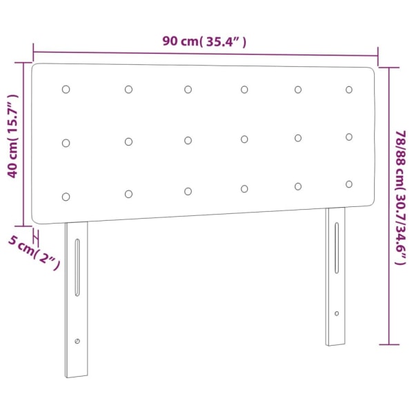 vidaXL Sänggavel LED ljusgrå 90x5x78/88 cm sammet Grå