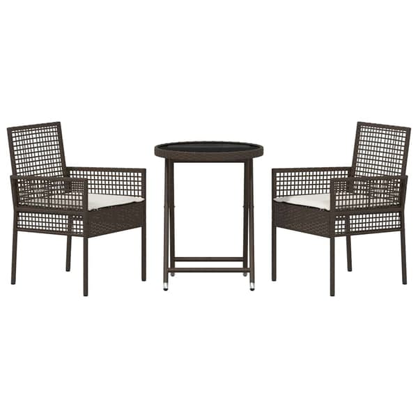 vidaXL Trädgårds Bistro Set 3 st Brun konstrotting Brun