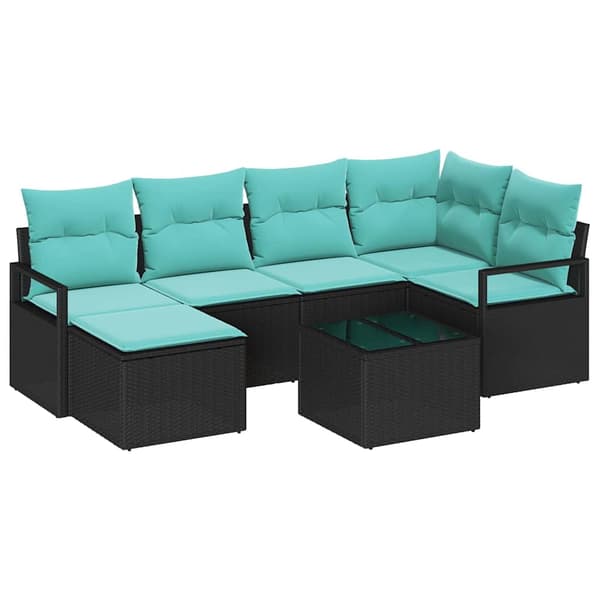 vidaXL Soffset 7 st Svart konstrotting Svart