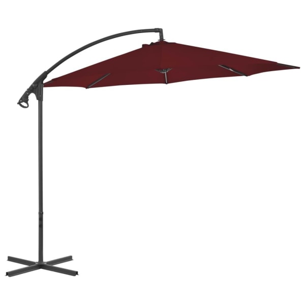 vidaXL Frihängande parasoll med stålstång 300 cm vinröd Röd