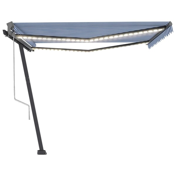 vidaXL Automatisk markis med vindsensor & LED 400x300 cm blå och vit Blå