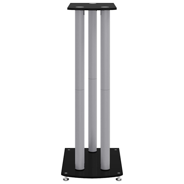 vidaXL Högtalarstativ 2 st härdat glas 3-pelarmodell svart & silver Svart