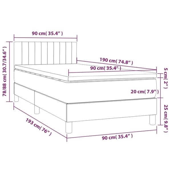 vidaXL Ramsäng med madrass rosa & LED 90x190 cm sammet Rosa