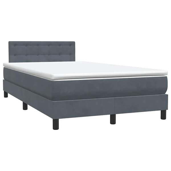 vidaXL Ramsäng med madrass mörkgrå 120x220 cm sammet Grå