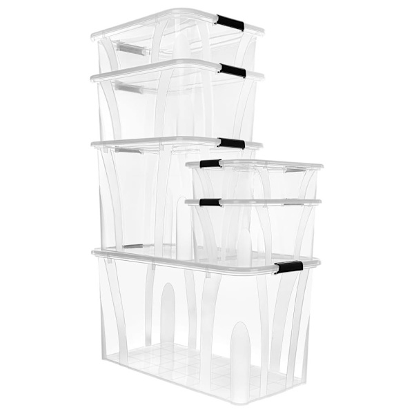 vidaXL Förvaringslådor med lock 2 st genomskinlig 80 L Transparent