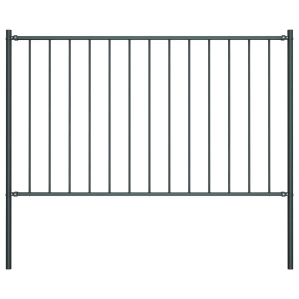 vidaXL Staketpanel med stolpar pulverlackerat stål 1,7x1,25 m antracit Antracit