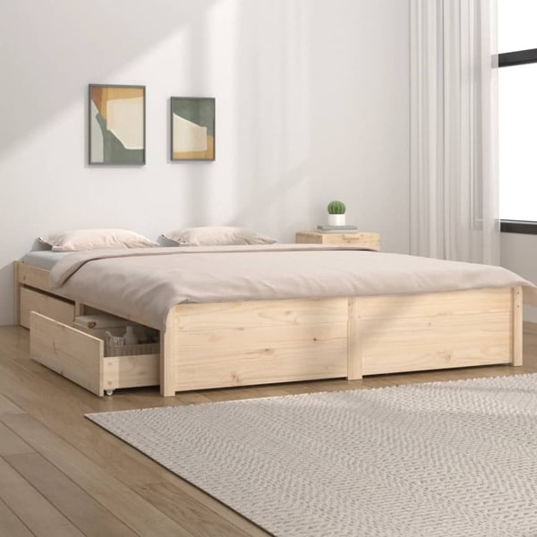 vidaXL Sängram med lådor 140x200 cm Brun