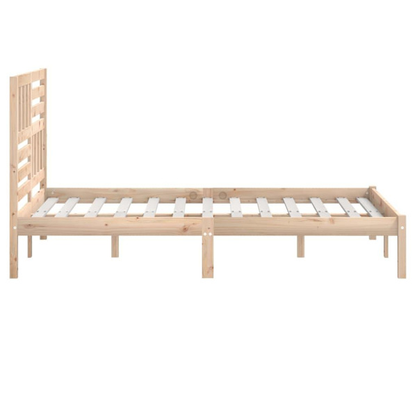 vidaXL Sängram 135x190 cm massiv furu Brun