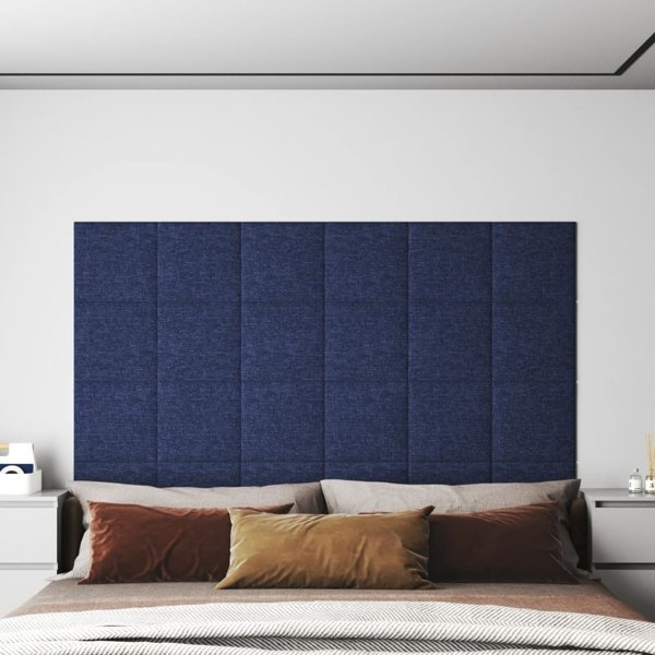 vidaXL Väggpaneler 12 st Blå 30x30 cm tyg 1,08 m² Blå