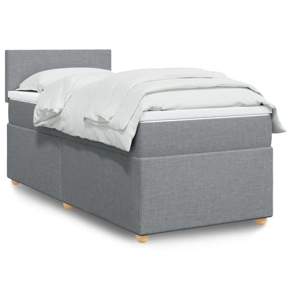 vidaXL Ramsäng med madrass ljusgrå 100x200 cm tyg Grå
