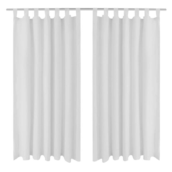 vidaXL 2-pack gardiner med öglor i vit microsatin 140 x 245 cm Vit