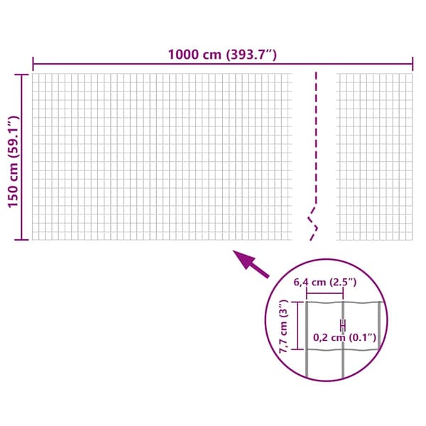 vidaXL Eurofence 10x1,5 m 77x64 mm stål grå grå