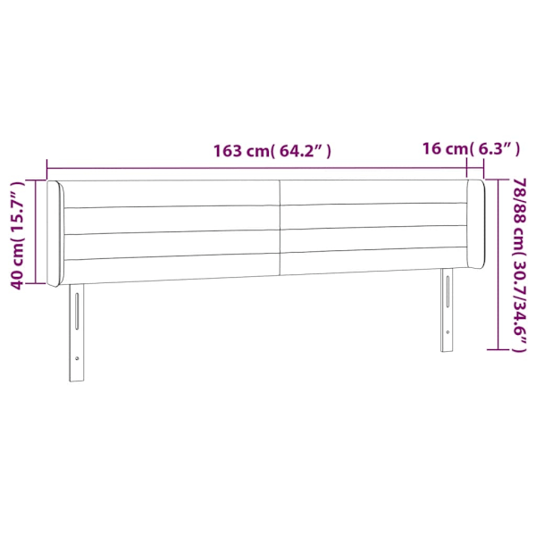 vidaXL Sänggavel LED mörkblå 163x16x78/88 cm sammet Blå