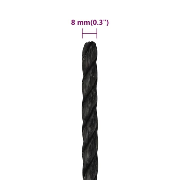 vidaXL Rep svart 8 mm 100 m polypropylen art
